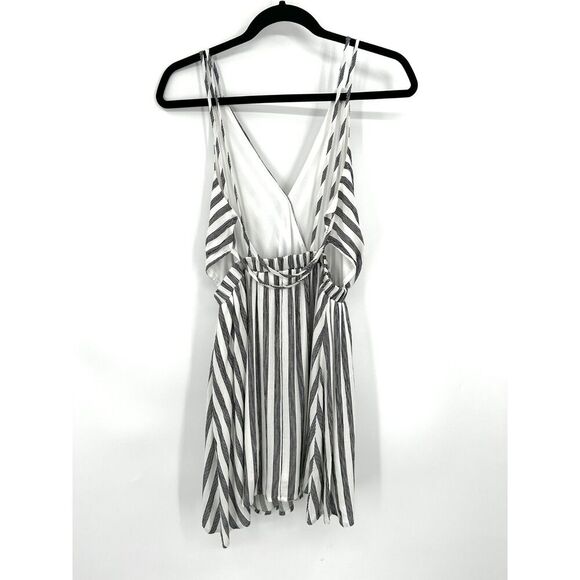 LULUS Oceanside Adventure White Gray Striped Backless Skater Mini Dress Size XS - Picture 6 of 10